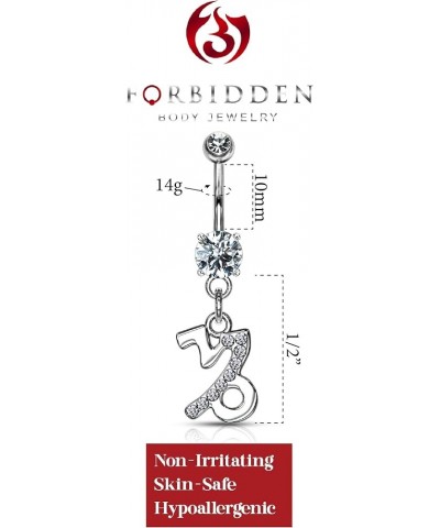 Surgical Steel CZ Jeweled Zodiac Sign Dangle Belly Button Ring Capricorn $8.83 Body Jewelry