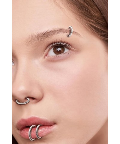 Hinged 20g 18g 16g Nose Rings Hoops 6mm 8mm 10mm 12mm 14mm 16mm Septum Ring Clicker Cartilage Helix Hoop Earrings Set Twist-1...