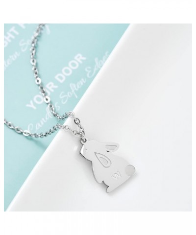 Bunny Necklace Stainless Steel Bunny Pendant Initial Necklace Rabbit Necklace Gifts for Women Girls Rabbit Lovers Bunny W $9....