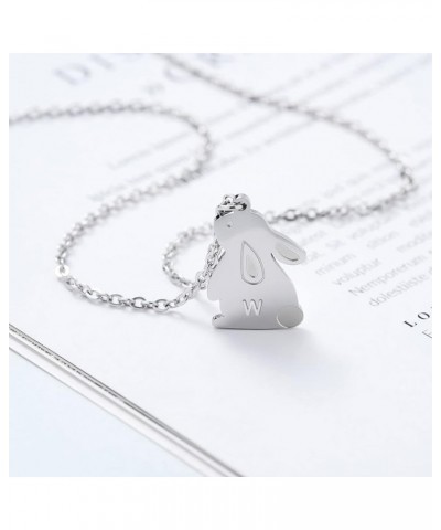 Bunny Necklace Stainless Steel Bunny Pendant Initial Necklace Rabbit Necklace Gifts for Women Girls Rabbit Lovers Bunny W $9....