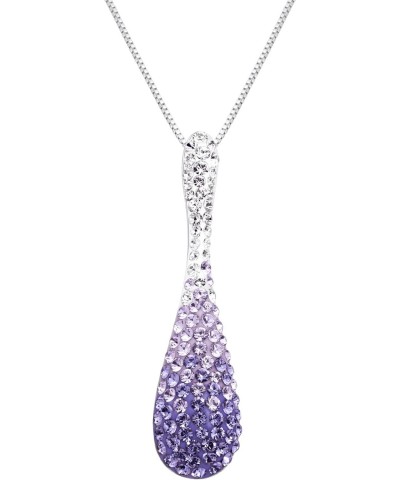 Drop Pendant Necklace with Purple Ombre Swarovski Crystals in Sterling Silver, 18 $19.00 Necklaces