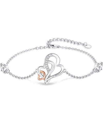 Generation Gifts for Grandmother 925 Sterling Silver 3 Generation Bangle Bracelets Infinity Interlocking Hearts Bracelet Gran...