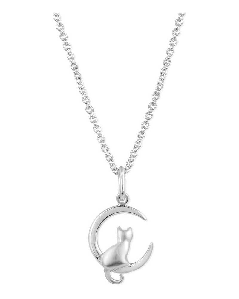 Jewelry Sterling Silver Cat in the Crescent Moon Pendant Necklace $20.80 Necklaces