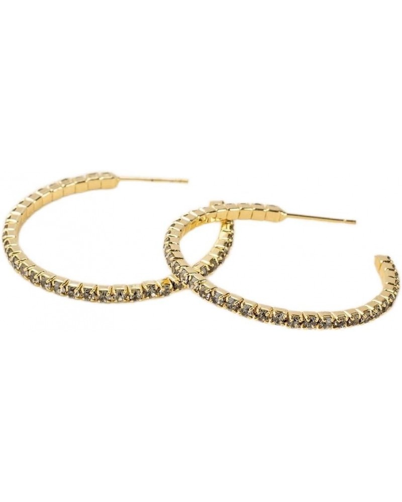 Sparkle & Shine Small Rhinestone Hoop Earring - Greige/Gold $10.92 Earrings