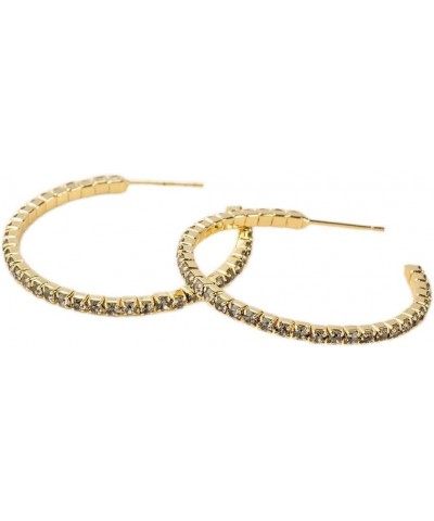 Sparkle & Shine Small Rhinestone Hoop Earring - Greige/Gold $10.92 Earrings