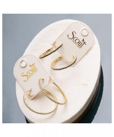 Sparkle & Shine Small Rhinestone Hoop Earring - Greige/Gold $10.92 Earrings