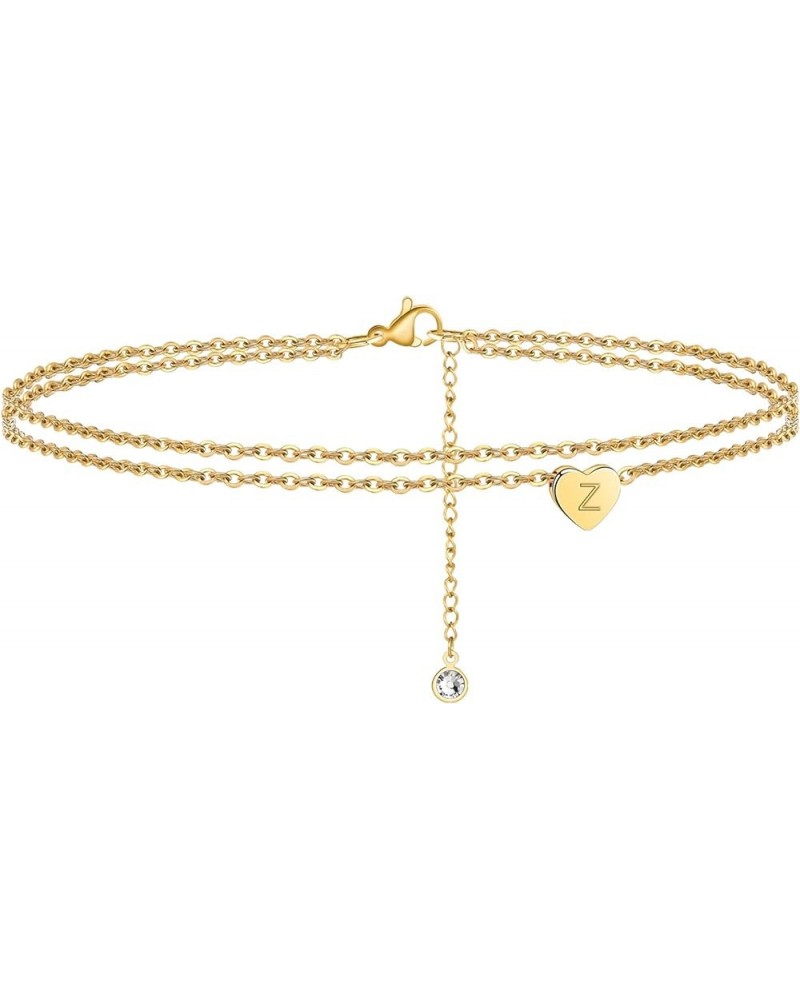 Ankle Bracelets for Women, 14K Gold Plated Dainty Layered Heart Initial Anklets for Women Teen Girls Z $11.09 Anklets