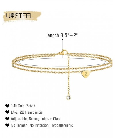 Ankle Bracelets for Women, 14K Gold Plated Dainty Layered Heart Initial Anklets for Women Teen Girls Z $11.09 Anklets