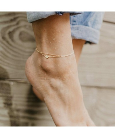 Ankle Bracelets for Women, 14K Gold Plated Dainty Layered Heart Initial Anklets for Women Teen Girls Z $11.09 Anklets