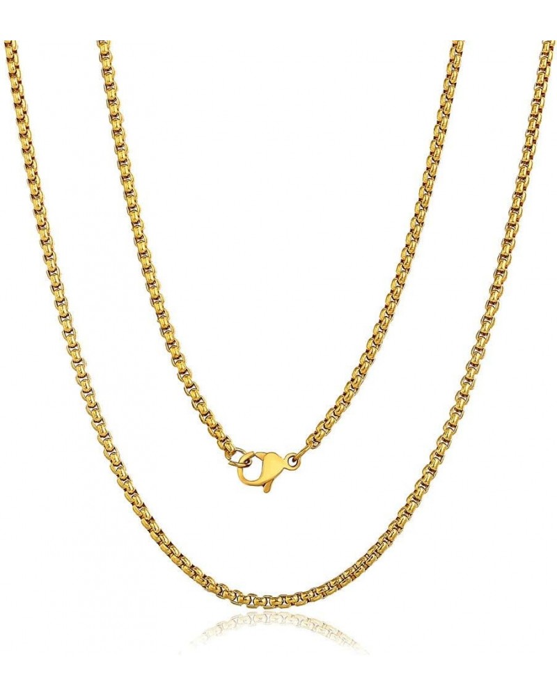 Gold Plated Stainless Steel Necklace Chain for Mens Women Miami Curb Cuban Chain Box Wheat Link Chain Necklace 18-24inch 24.0...