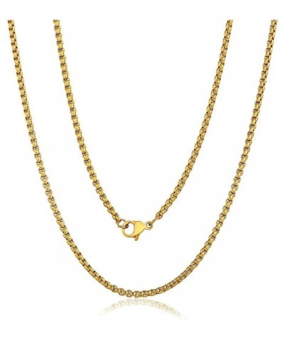 Gold Plated Stainless Steel Necklace Chain for Mens Women Miami Curb Cuban Chain Box Wheat Link Chain Necklace 18-24inch 24.0...