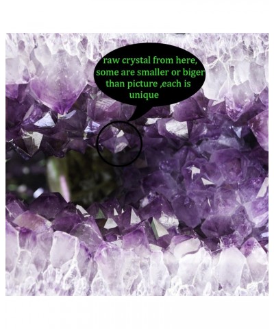 Natural Purple Crystal Amethyst Drusy-Quartz Pear Shape Gemstone Pendant Stainless Steel Chain 20 Inch $8.95 Necklaces