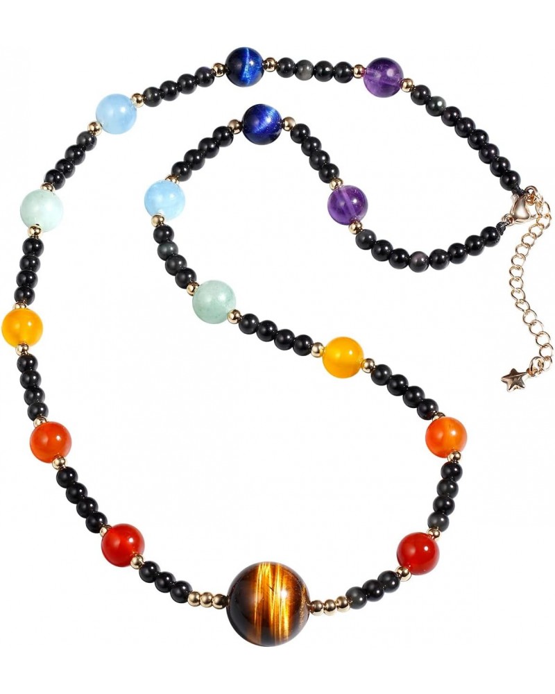 7 Chakra with Tiger Eye Beaded Necklaces for Women Obsidian Healing Crystals and Gemstones Reiki Stone Meditation Balance Wor...