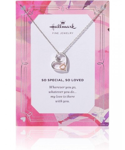 So Special, So Loved Nested Heart Necklace Pendant in Sterling Silver and 14K Rose Gold Plating with Diamonds $29.90 Necklaces