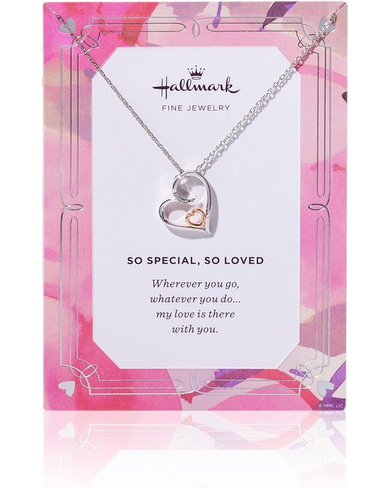 So Special, So Loved Nested Heart Necklace Pendant in Sterling Silver and 14K Rose Gold Plating with Diamonds $29.90 Necklaces