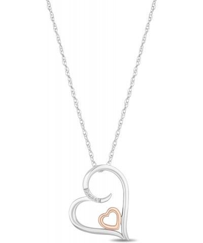 So Special, So Loved Nested Heart Necklace Pendant in Sterling Silver and 14K Rose Gold Plating with Diamonds $29.90 Necklaces