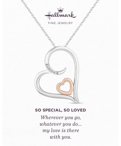 So Special, So Loved Nested Heart Necklace Pendant in Sterling Silver and 14K Rose Gold Plating with Diamonds $29.90 Necklaces