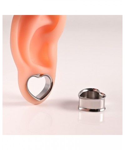 1 Pair 8-25mm Heart Design Stainless Steel Tunnels For Ears Gauges Plugs Stretchers Expander 0g-1 19mm(3/4") Silver $8.84 Bod...