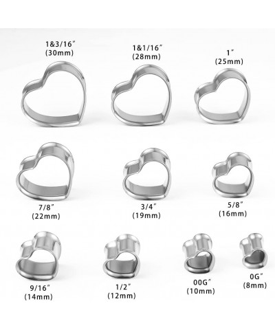 1 Pair 8-25mm Heart Design Stainless Steel Tunnels For Ears Gauges Plugs Stretchers Expander 0g-1 19mm(3/4") Silver $8.84 Bod...