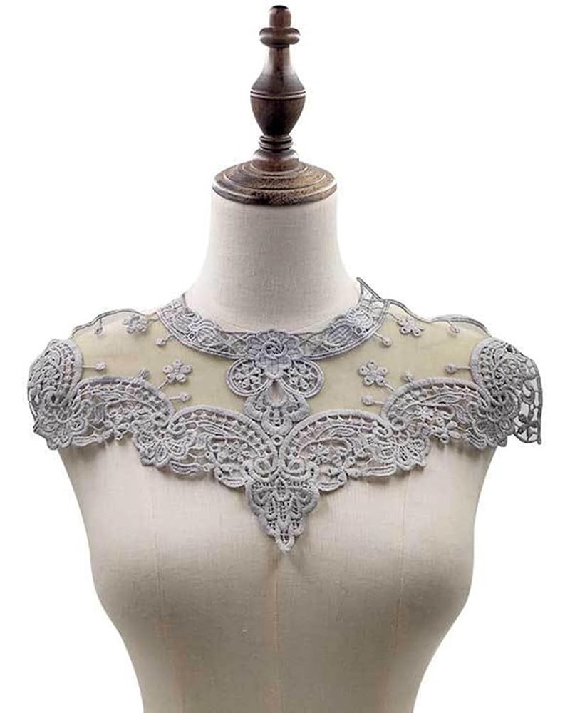 Hollow Out Lace Fake Collar Flower Embroidery Detachable Fake Collar DIY Lace Applique for Women Grey $4.54 Necklaces