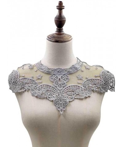 Hollow Out Lace Fake Collar Flower Embroidery Detachable Fake Collar DIY Lace Applique for Women Grey $4.54 Necklaces