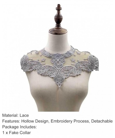 Hollow Out Lace Fake Collar Flower Embroidery Detachable Fake Collar DIY Lace Applique for Women Grey $4.54 Necklaces