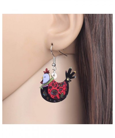 Acrylic Cute Chicken Earrings Dangle Charms Chicken Gifts for Women Farm Animals Jewelry Darkness $5.98 Earrings