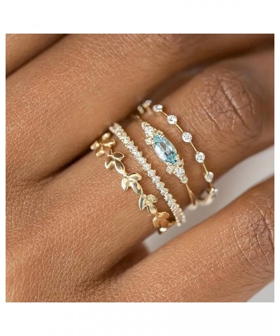 Gold Rings That Don't Tarnish for Women Stackable Moissanite Engagement Rings Set Sparkly Cubic Zirconia Rings Rhinestone Tre...