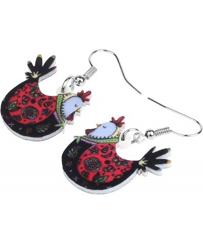 Acrylic Cute Chicken Earrings Dangle Charms Chicken Gifts for Women Farm Animals Jewelry Darkness $5.98 Earrings