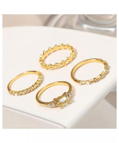 Gold Rings That Don't Tarnish for Women Stackable Moissanite Engagement Rings Set Sparkly Cubic Zirconia Rings Rhinestone Tre...