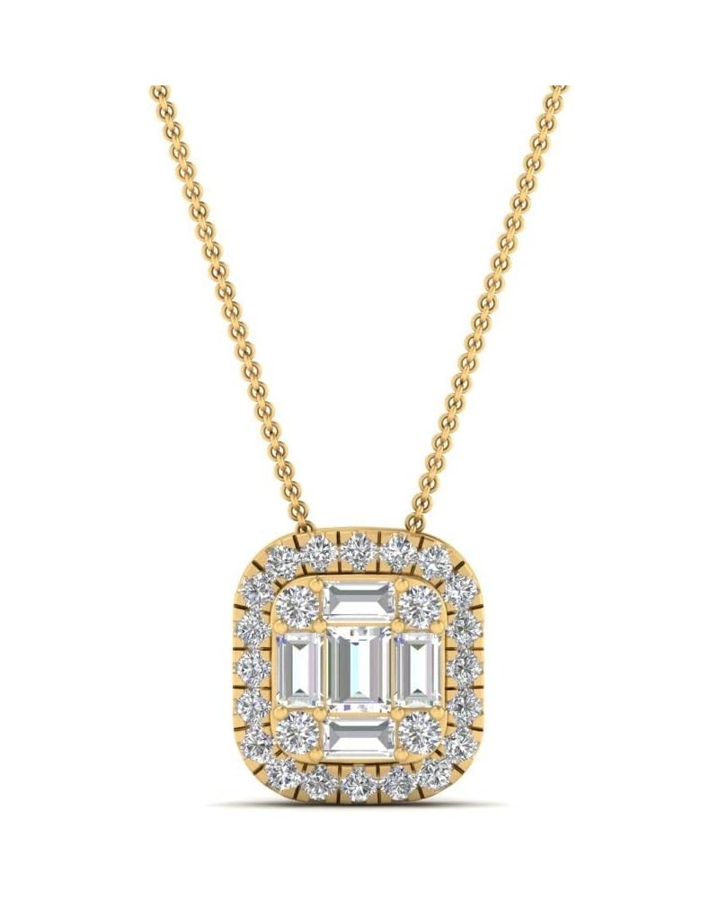 1/2 Carat Lab Grown Round & Baguette Cut Diamond Fancy Pendant For Her 14K Solid Gold Very Good Cut Lab Created Diamond Neckl...