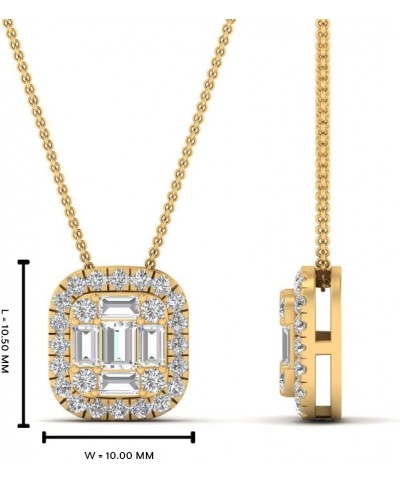 1/2 Carat Lab Grown Round & Baguette Cut Diamond Fancy Pendant For Her 14K Solid Gold Very Good Cut Lab Created Diamond Neckl...