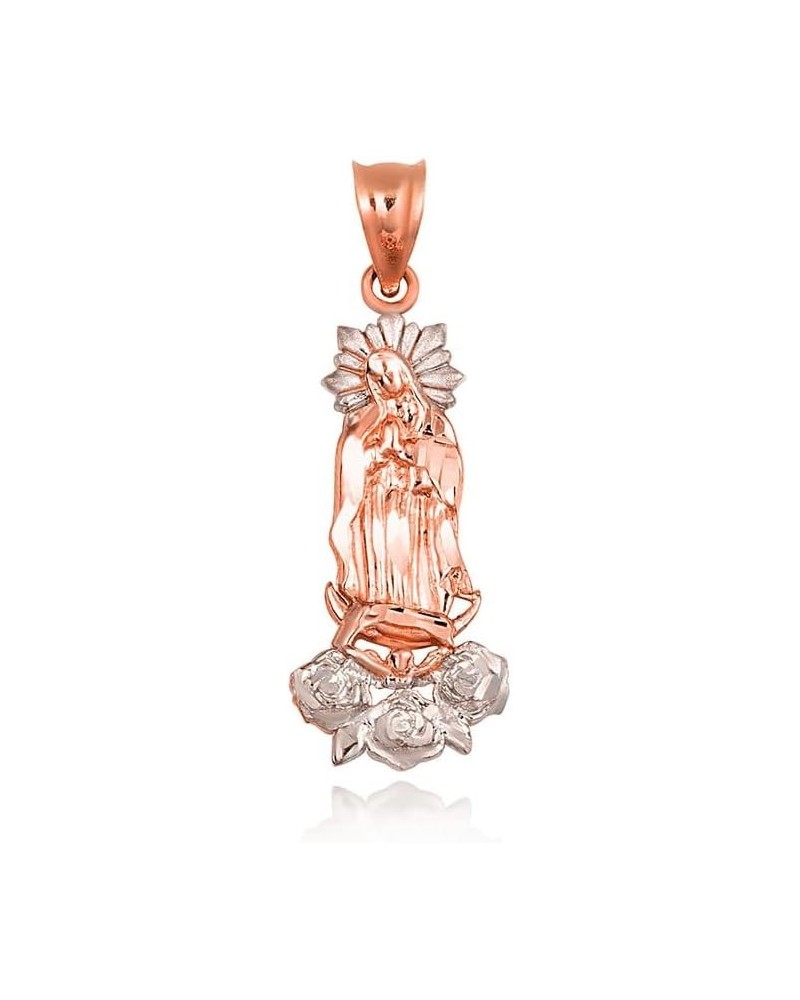 Our Lady Of Guadalupe Rose Flower Pendant Necklace Fine Real Solid 10Kt Gold 10K Rose Gold $43.19 Necklaces