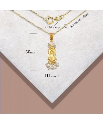 Our Lady Of Guadalupe Rose Flower Pendant Necklace Fine Real Solid 10Kt Gold 10K Rose Gold $43.19 Necklaces