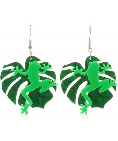 Cute Animal Frog Drop Earrings Fashion Green Compatible With Lotus Leaf Earrings For Women Girls frog $5.71 Earrings