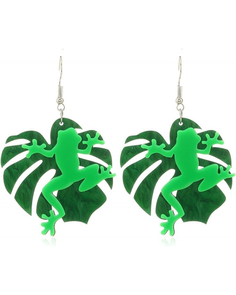 Cute Animal Frog Drop Earrings Fashion Green Compatible With Lotus Leaf Earrings For Women Girls frog $5.71 Earrings