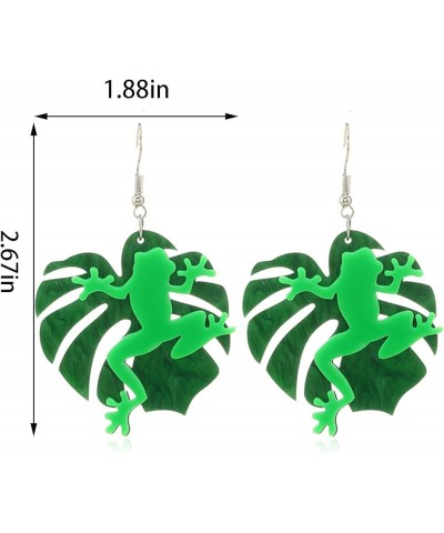 Cute Animal Frog Drop Earrings Fashion Green Compatible With Lotus Leaf Earrings For Women Girls frog $5.71 Earrings