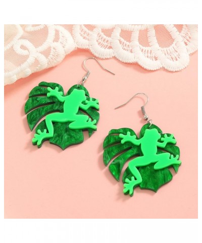 Cute Animal Frog Drop Earrings Fashion Green Compatible With Lotus Leaf Earrings For Women Girls frog $5.71 Earrings