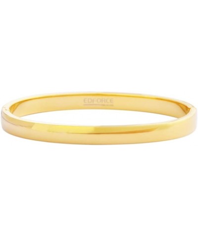 Women's 18k Gold Plated Stackable Bangle Bracelet Hinged Oval-Shape Set of 2 - Gold Medium 6.75"Inches $23.51 Bracelets