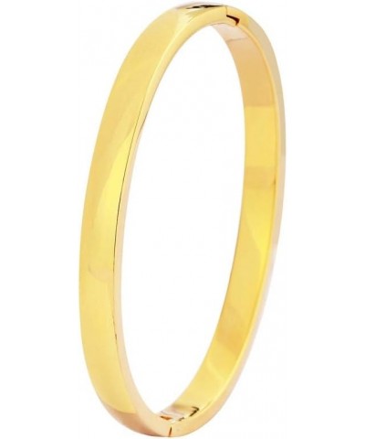 Women's 18k Gold Plated Stackable Bangle Bracelet Hinged Oval-Shape Set of 2 - Gold Medium 6.75"Inches $23.51 Bracelets