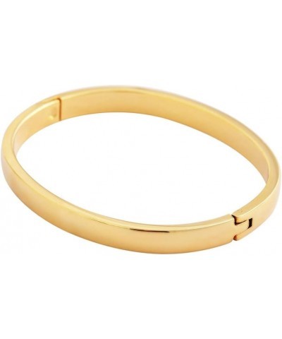 Women's 18k Gold Plated Stackable Bangle Bracelet Hinged Oval-Shape Set of 2 - Gold Medium 6.75"Inches $23.51 Bracelets