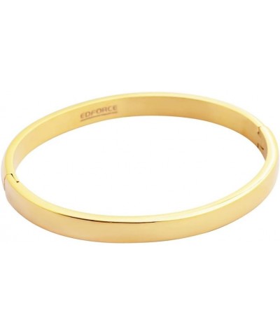 Women's 18k Gold Plated Stackable Bangle Bracelet Hinged Oval-Shape Set of 2 - Gold Medium 6.75"Inches $23.51 Bracelets