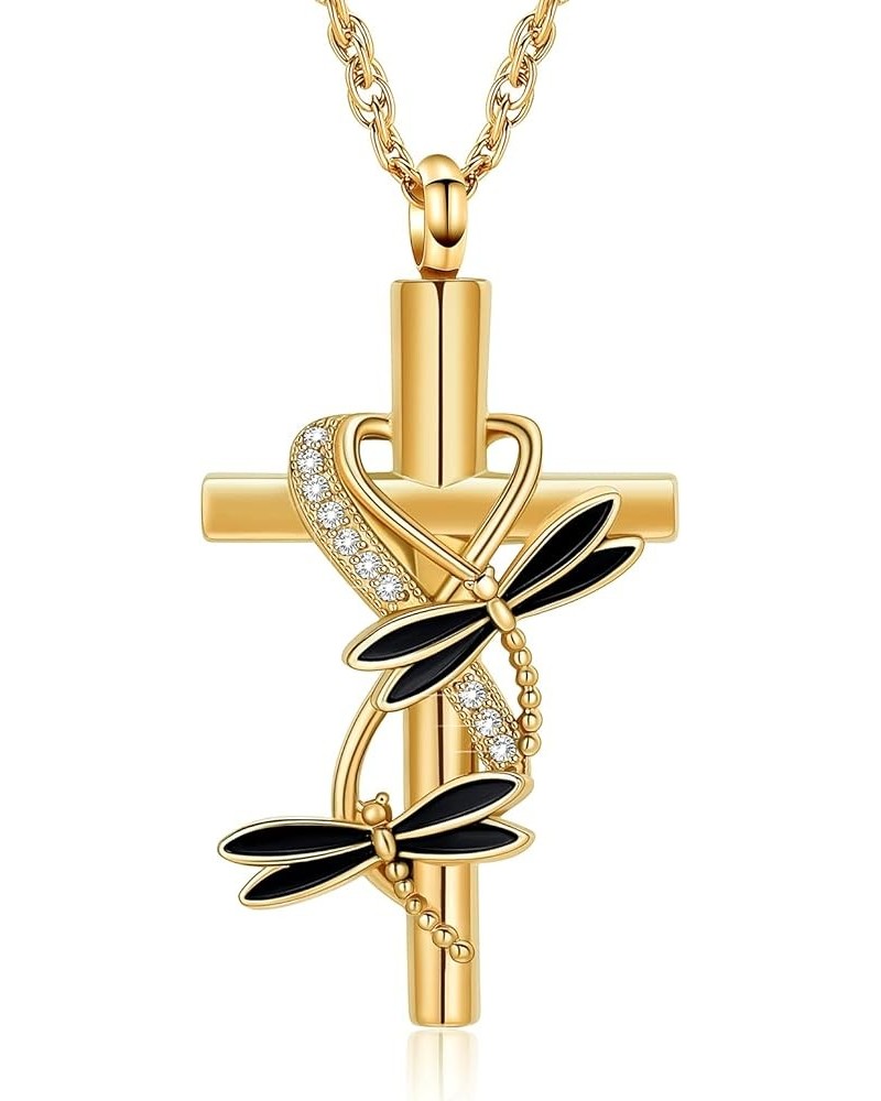 Cross Urn Necklace for Ashes for Women Men Dragonfly Cremation Jewelry Memorial Keepsake Ashes Pendant Gold $10.74 Others