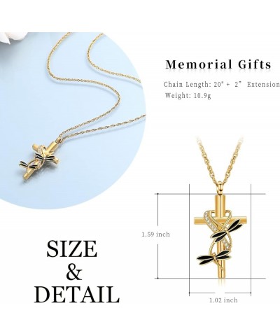 Cross Urn Necklace for Ashes for Women Men Dragonfly Cremation Jewelry Memorial Keepsake Ashes Pendant Gold $10.74 Others