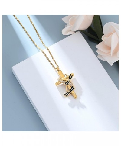 Cross Urn Necklace for Ashes for Women Men Dragonfly Cremation Jewelry Memorial Keepsake Ashes Pendant Gold $10.74 Others