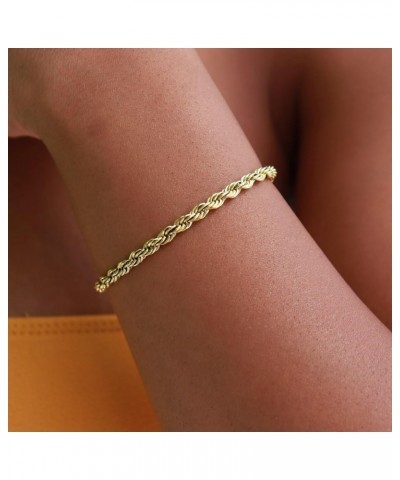 Shop Rope Bracelet - 2MM/4MM/6MM Sizes - 6/7/8/9 Inch Lengths - Gold/White Gold - Unisex 9.0 Inches 4MM Gold $27.30 Bracelets