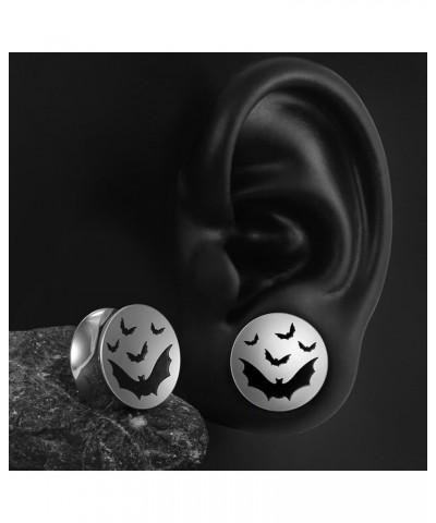 2 PCS Plain Design Ear Plugs Tunnels Gauges for Women & Men - Black Stainless Steel 316L Body Piercing Basic Earrings for Str...