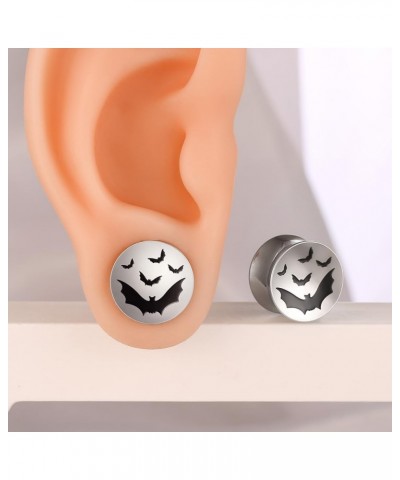 2 PCS Plain Design Ear Plugs Tunnels Gauges for Women & Men - Black Stainless Steel 316L Body Piercing Basic Earrings for Str...