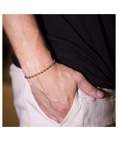 Shop Rope Bracelet - 2MM/4MM/6MM Sizes - 6/7/8/9 Inch Lengths - Gold/White Gold - Unisex 9.0 Inches 4MM Gold $27.30 Bracelets