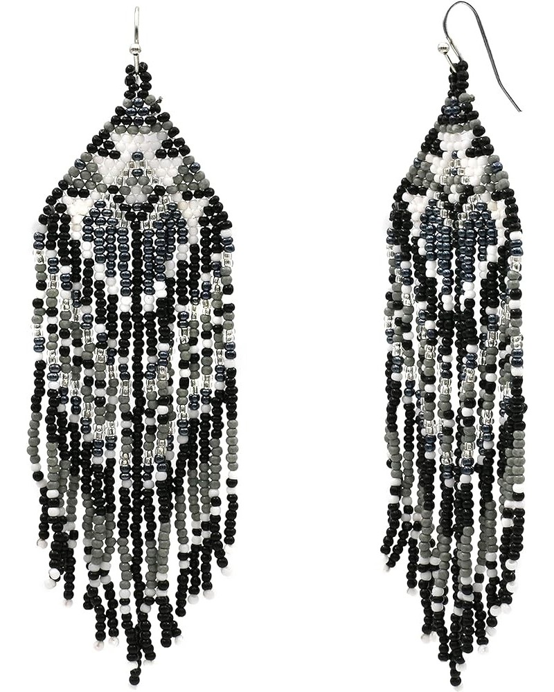 Colorful Seed Bead Fringe Earrings Achromatic $11.79 Earrings